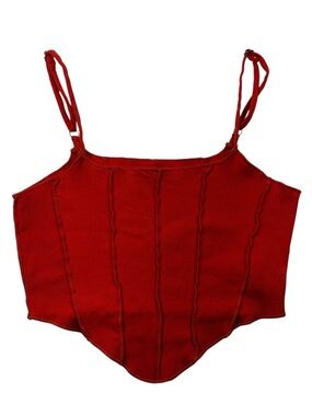 Edikted Red Ribbed Corset Look Cropped Tank Top Cherry Y2K Fitted Summer Small S